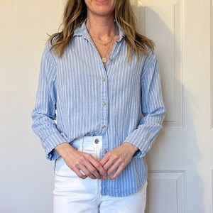 Billabong Blue and White Striped Button Down Shirt